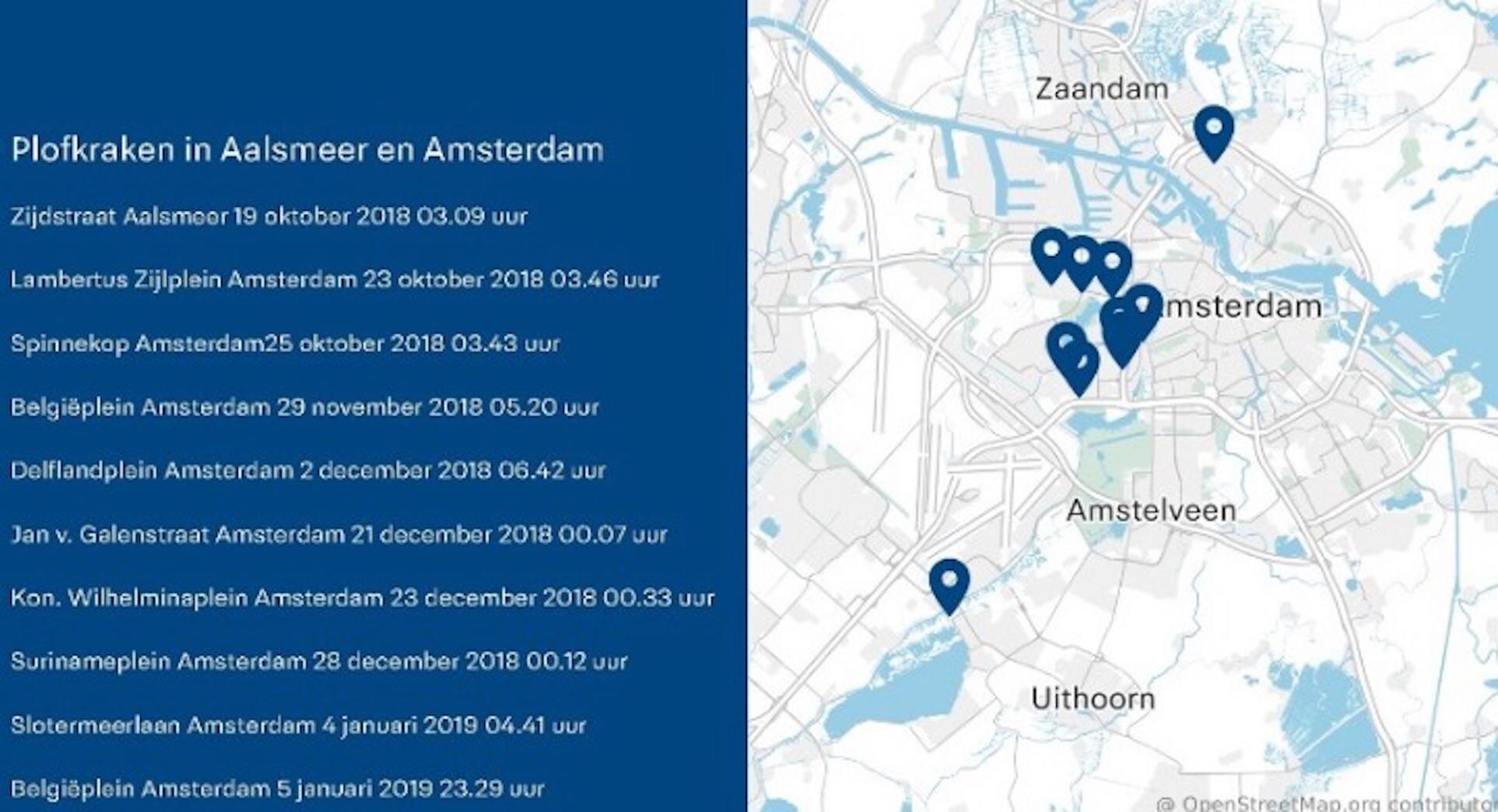 Twee Amsterdammers aangehouden na reeks plofkraken