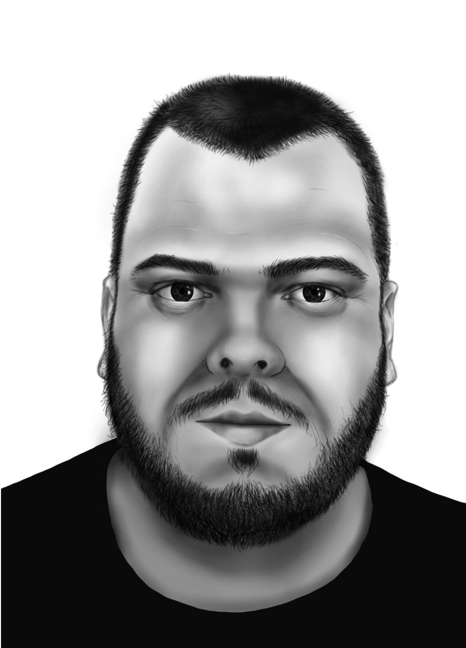 Compositietekening van Jos Leijdekkers, alias ‘Bolle Jos’.