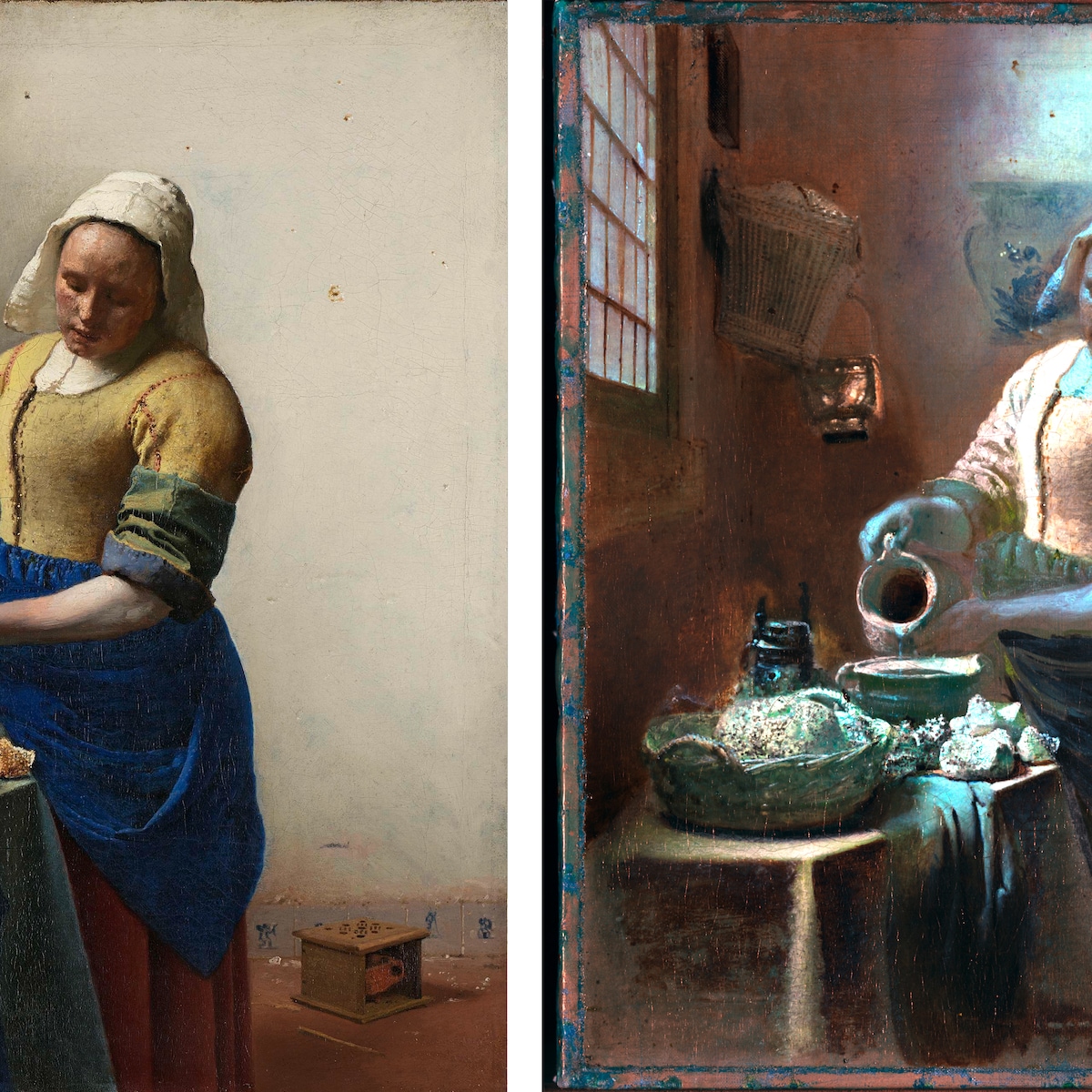 格安 Johannes Vermeer had aanvankelijk een andere compositie op 絵画