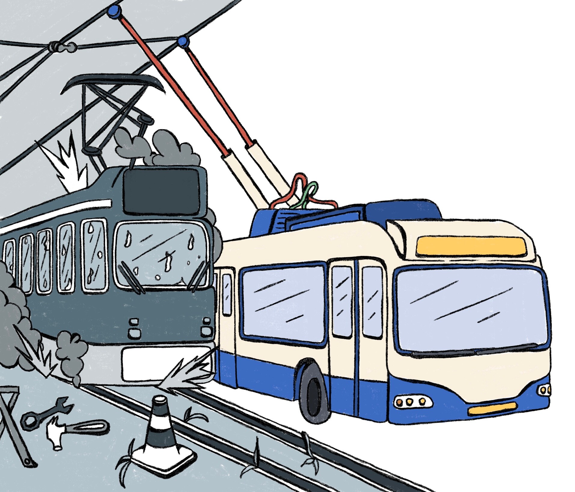 Opinie: ‘Weg met de lawaaierige, dodelijke tram en maak plaats voor de trolleybus!’
