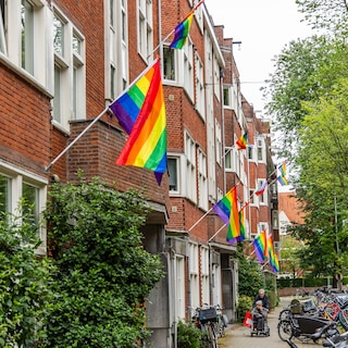 Pride flags vandalized again at Churchill Pride in Amsterdam-Zuid, but neighbors just hang up more