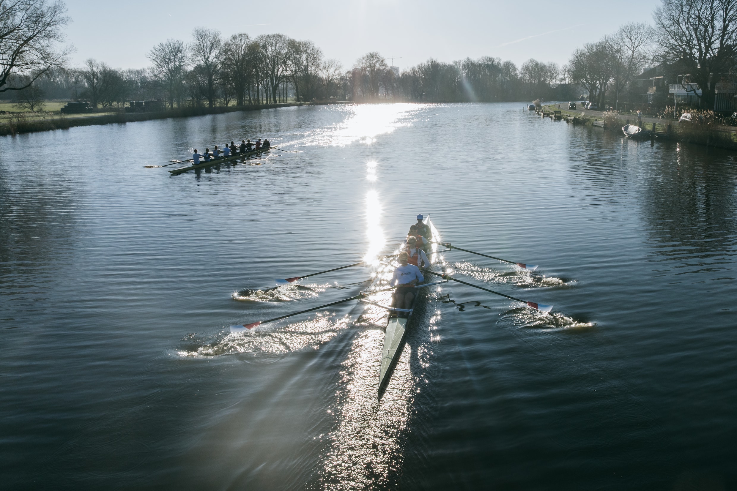 Met studenten-roeivereniging Skøll op weg naar de Varsity, de ...