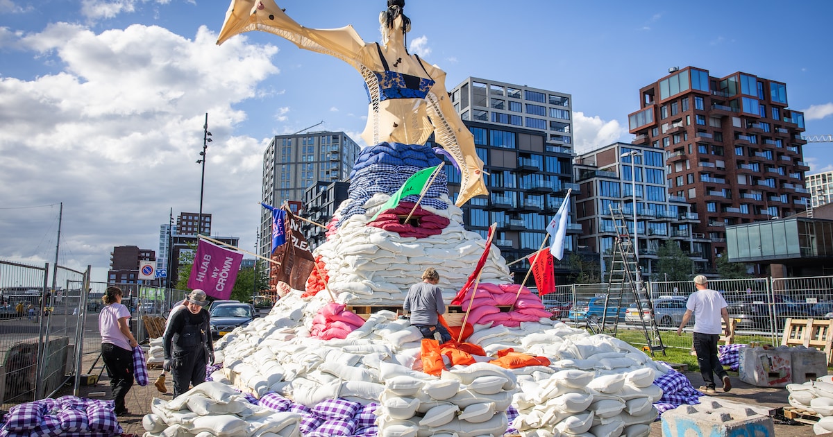 Op de NDSM-werf is nu een vrouwenmonument van 7 meter hoog te zien: ‘Het is geen lief handwerkje, ma