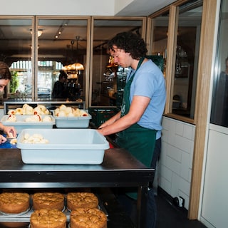 At Winkel 43, pies are baked by people with disabilities: I heard people think this is the best apple pie in Amsterdam, very cool