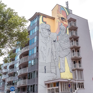 This mural on the Hoofdweg in Amsterdam might be the first to feature a walker