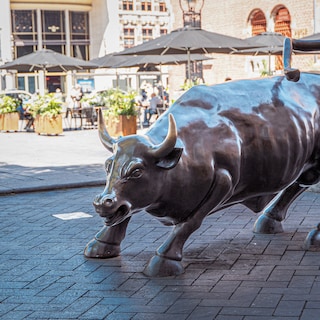 Ridden and groped: bronze bull on Beursplein symbolises optimism and rising stock prices