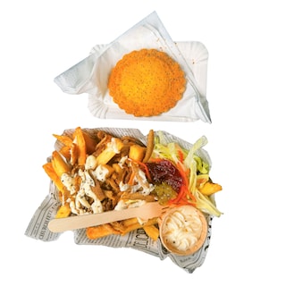 Frites Royale's fries are good, but the loaded fries with vegan shawarma don't convince