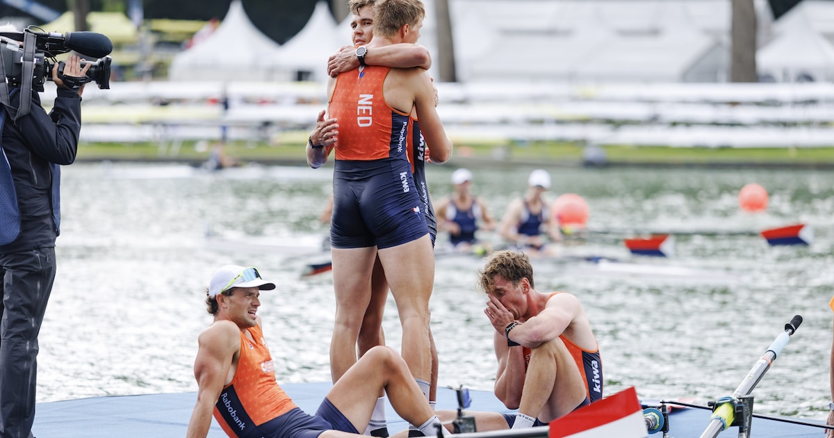 Vrouwen dubbelvier brengen Amsterdam in vervoering met goud op WK roeien, zilver en brons voor vierz