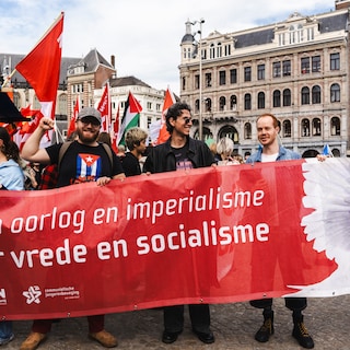 Thousands of people gather at Dam Square for 'Stop the War Fever' protest