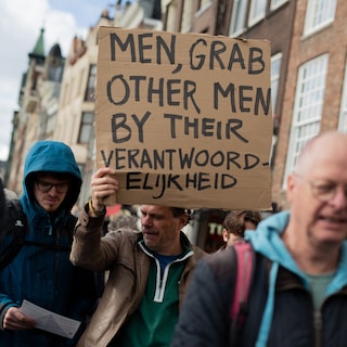 Around two hundred men join 'Men's March' through Amsterdam city center: 'I want other men to hold me accountable for my mistakes'