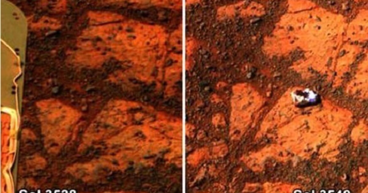 Mysterieuze steen op foto afgebroken door Marsrover