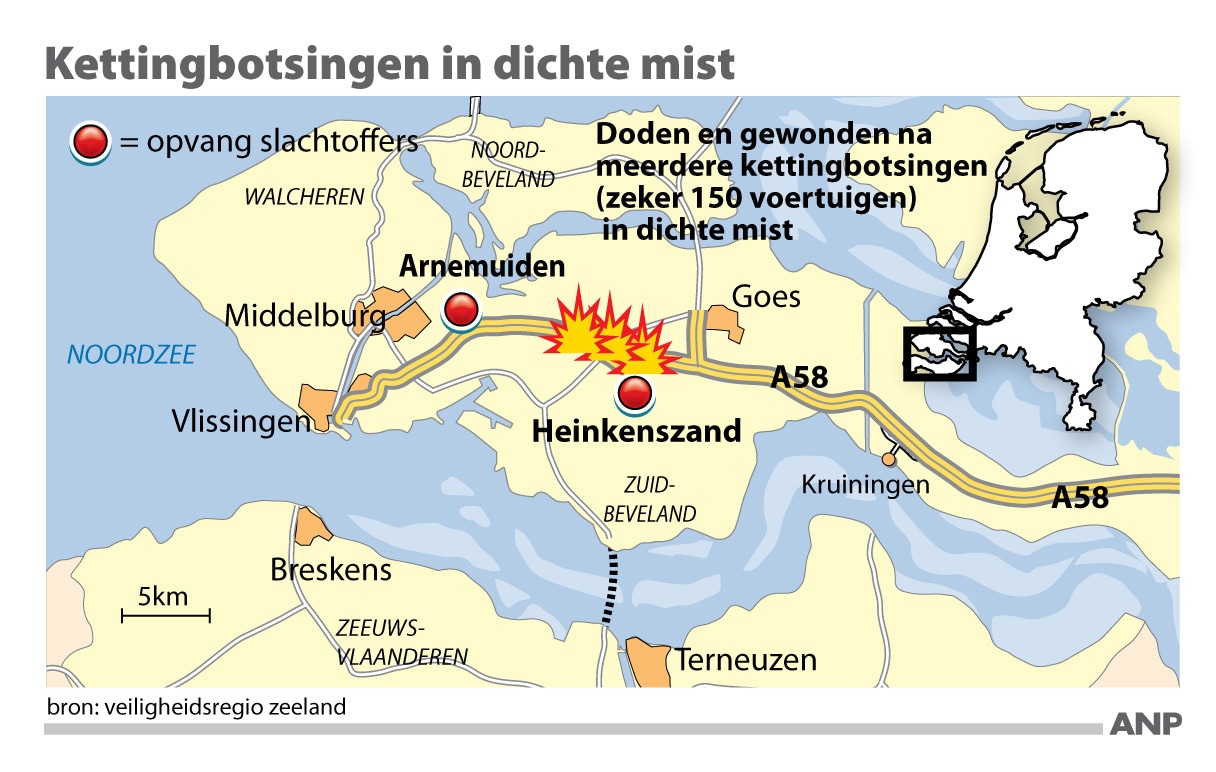 Chaos in Zeeland op A58: 2 doden, 26 gewonden | Het Parool