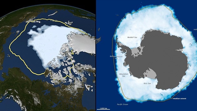 Zee-ijs Zuidpool groeit sneller dan gedacht, terwijl Noordpool maar blijft  smelten